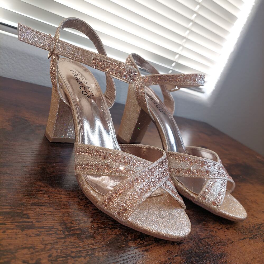 Gold Sparkle Glittery Heels - Size 8 - Valenti Franco